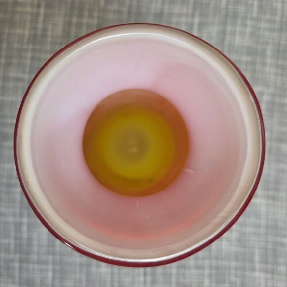 FIFTH AVENUE Crystal Art Glass Vase 12" Orange Yellow Red Black w White Interior - Picture 4 of 11